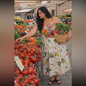 🎉RARE🎉 Anthropologie NWT The Jacie Poplin Printed Midi Skirt by Maeve size XL.